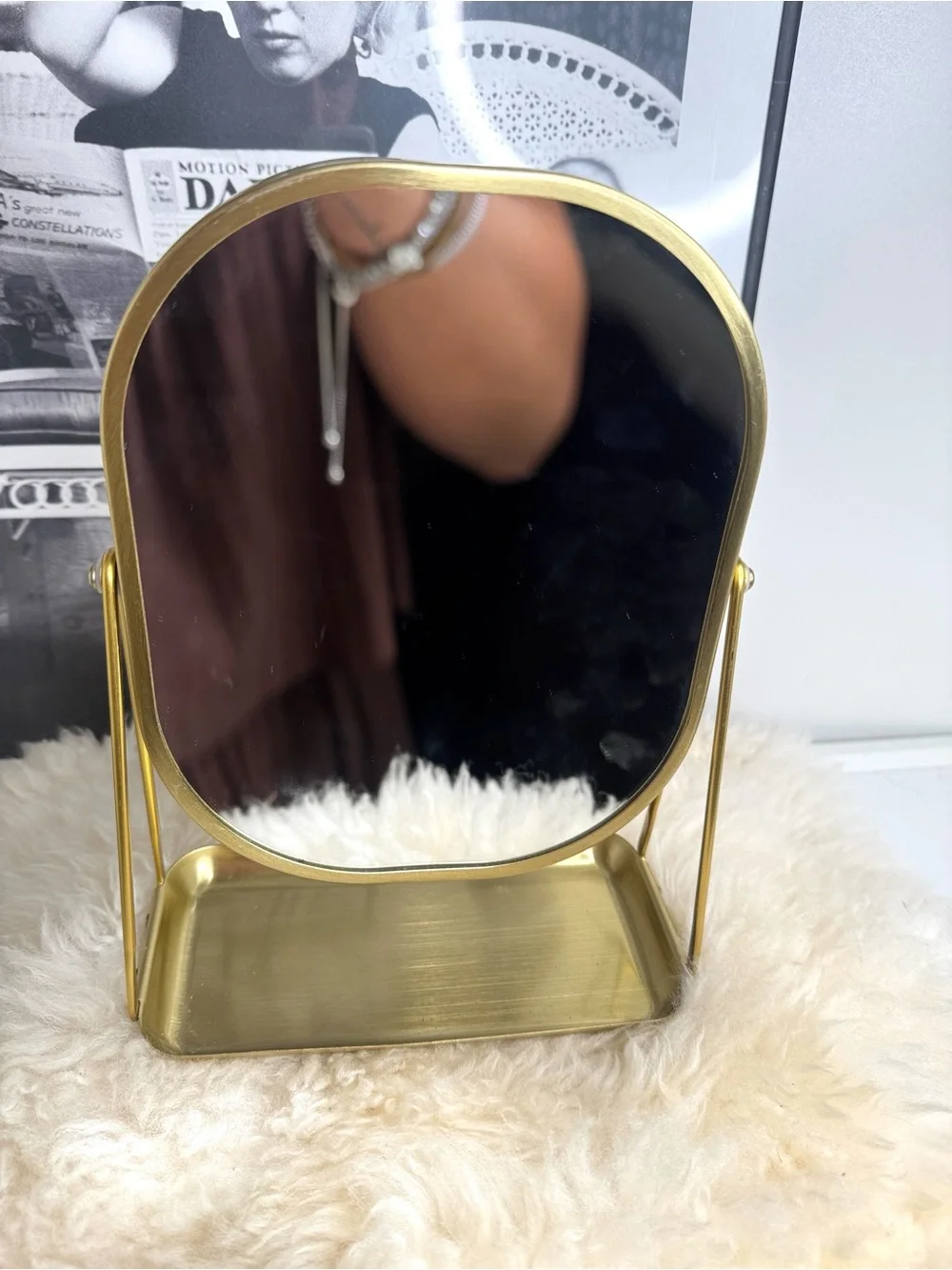 Gold Oval Vanity Mirror with Tray - Home Bath